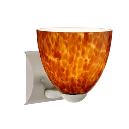 Besa Lighting Sasha Mini Sconce, Amber Cloud, Satin Nickel Finish, 1x60W Incandescent 1WZ-757218-SN